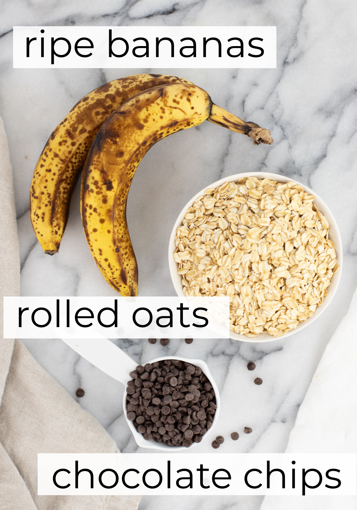 brown bananas, rolled oats, chocolate chips