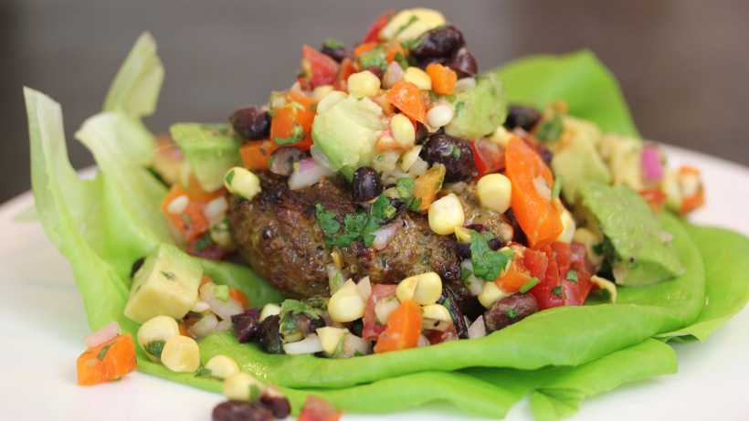 Bison Burger and Salsa