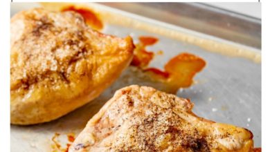 baked bone-in chicken on a baking sheet
