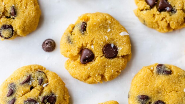 Coconut flour cookies topped with flaky sea salt.