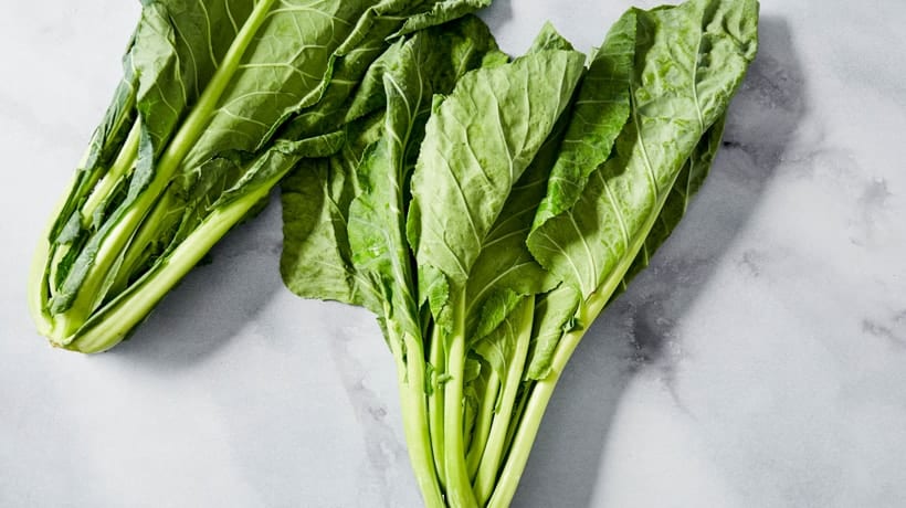 two bunches collard greens