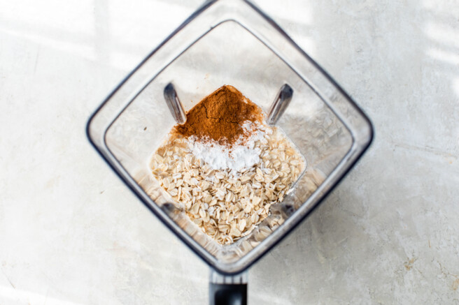 cottage cheese pancake ingredients in a blender