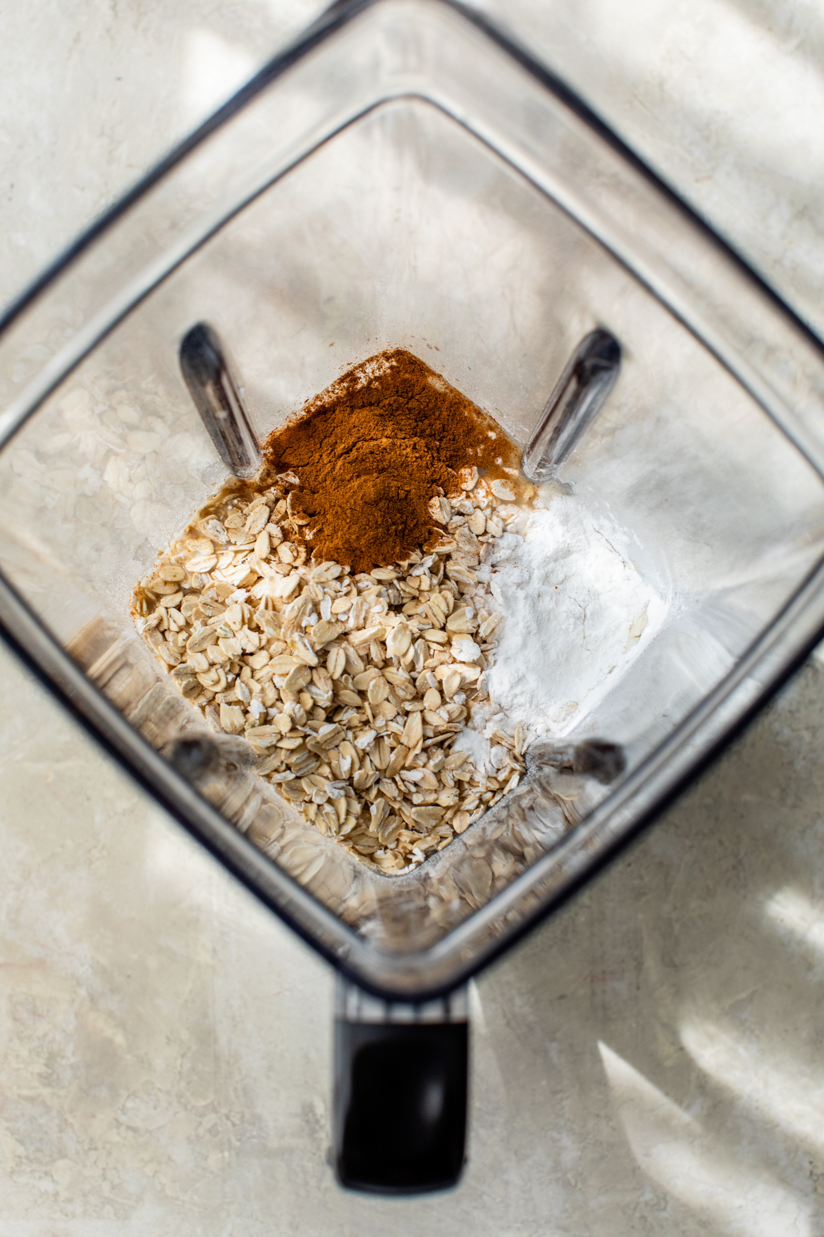 Add all of the pancake ingredients into a high speed blender and pop on the lid.