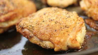 cast iron seared skillet chicken thighs