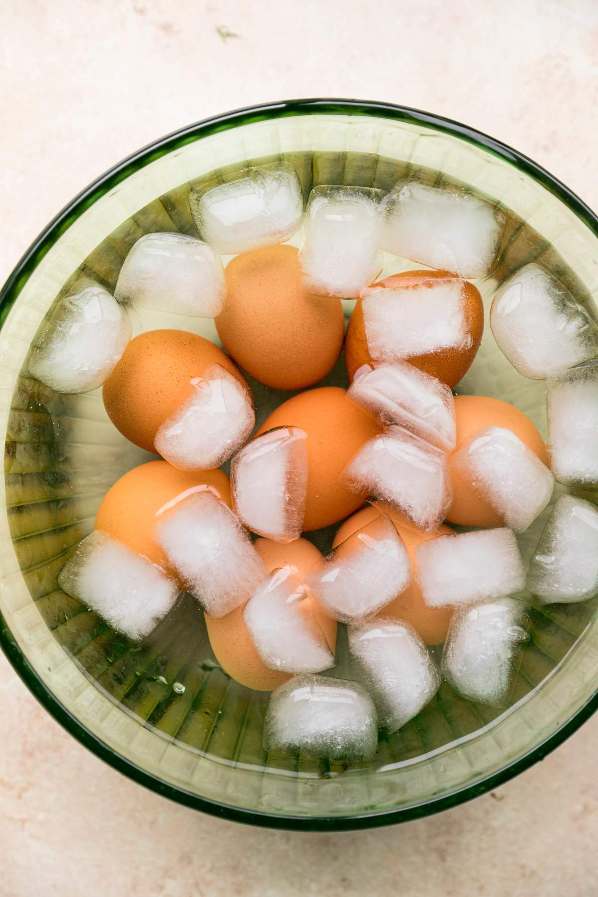 Eggs in an ice bath.