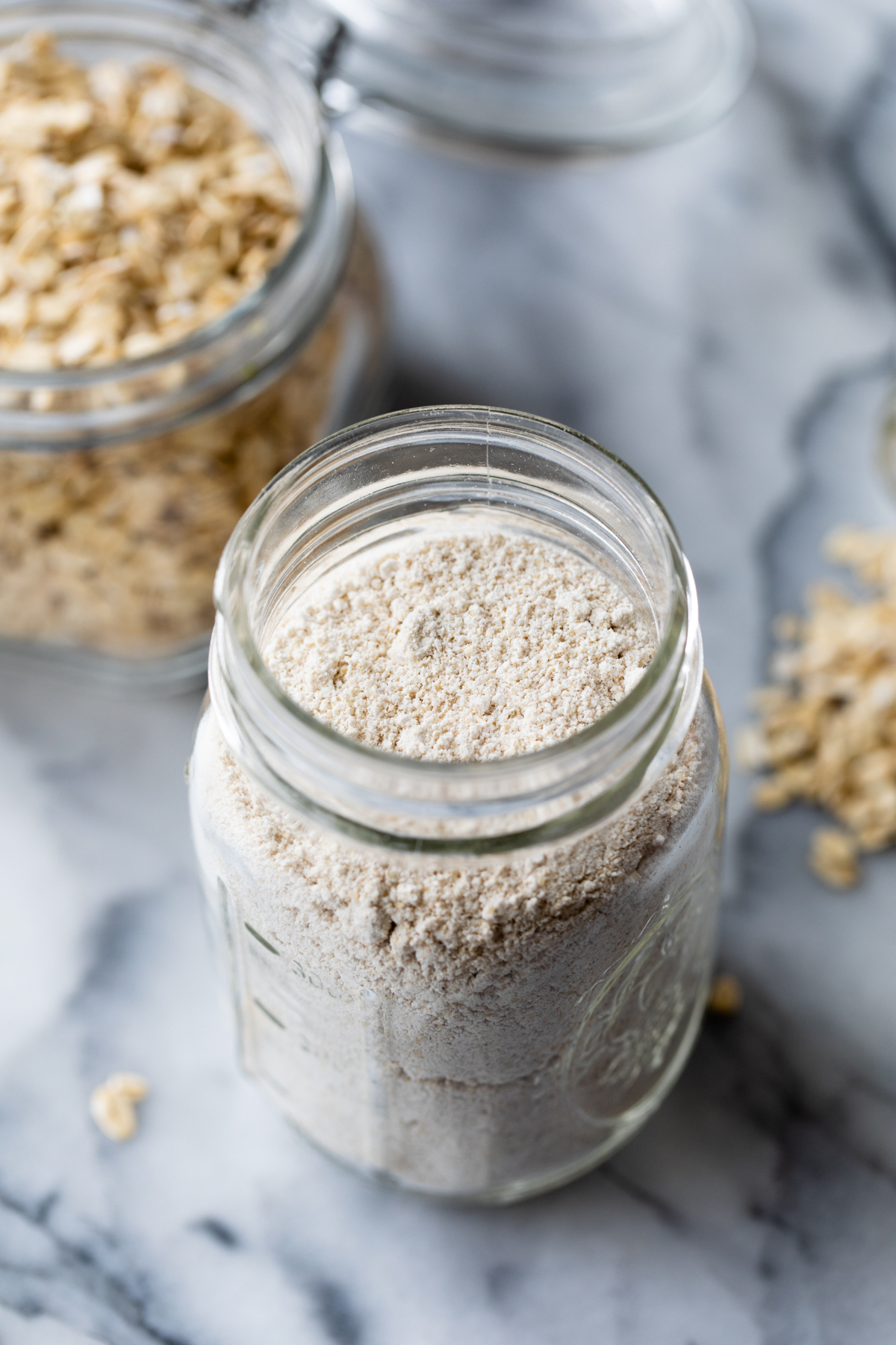 mason jar filled with homemade oat flour