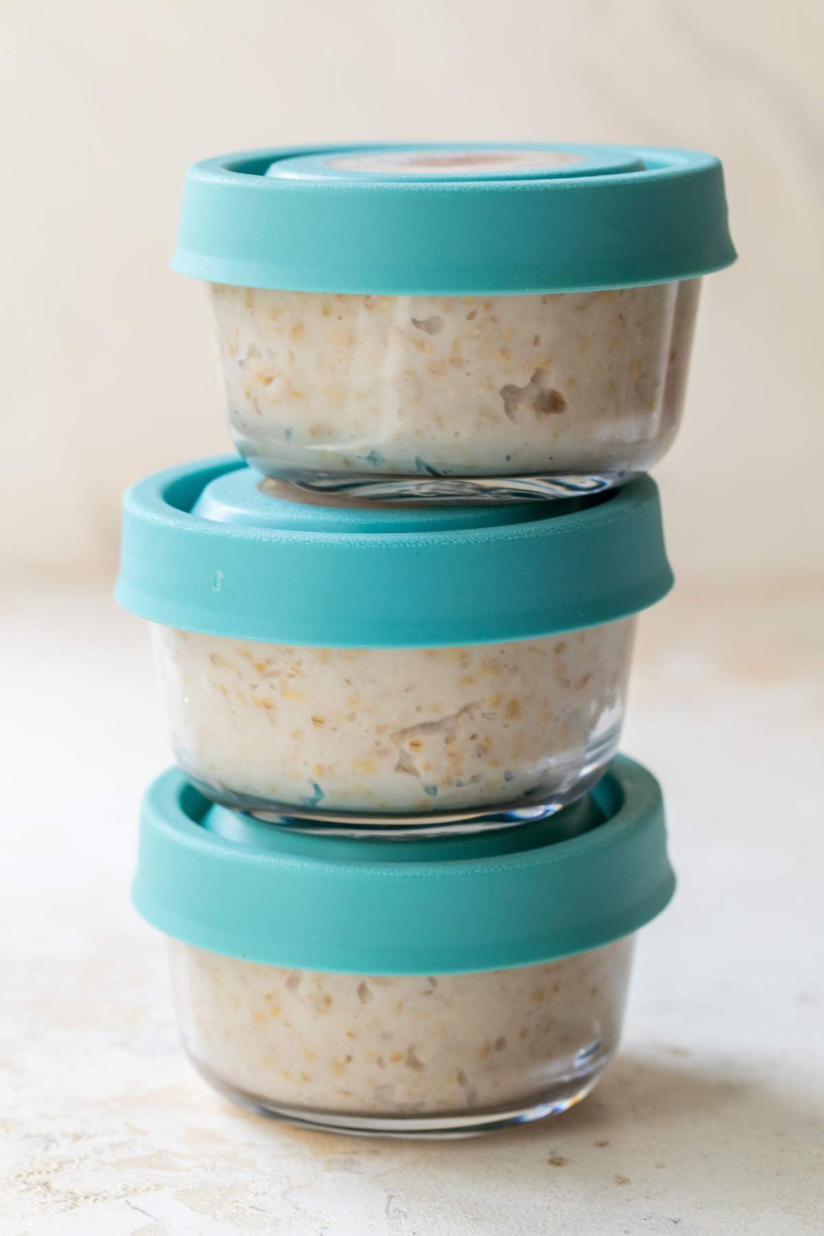 Overnight Steel cut oats in storage containers.