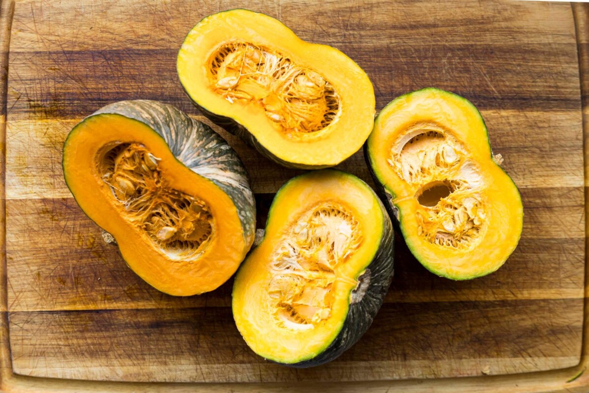 Kaboca squash cut in half.