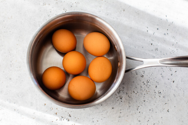eggs in a small pot
