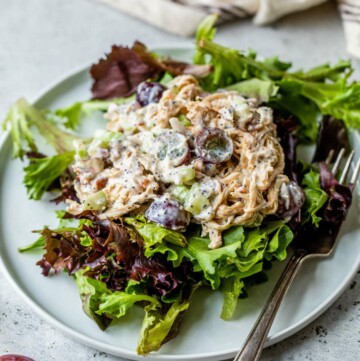 Sonoma chicken salad over a bed of fresh greens.