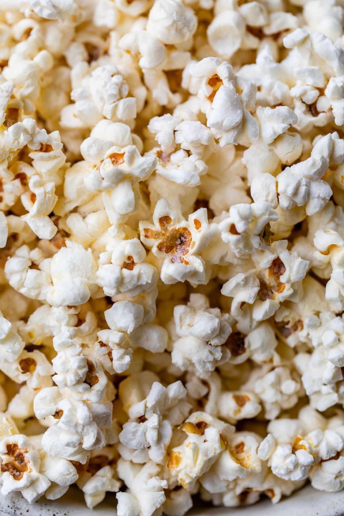 Popped corn kernels.